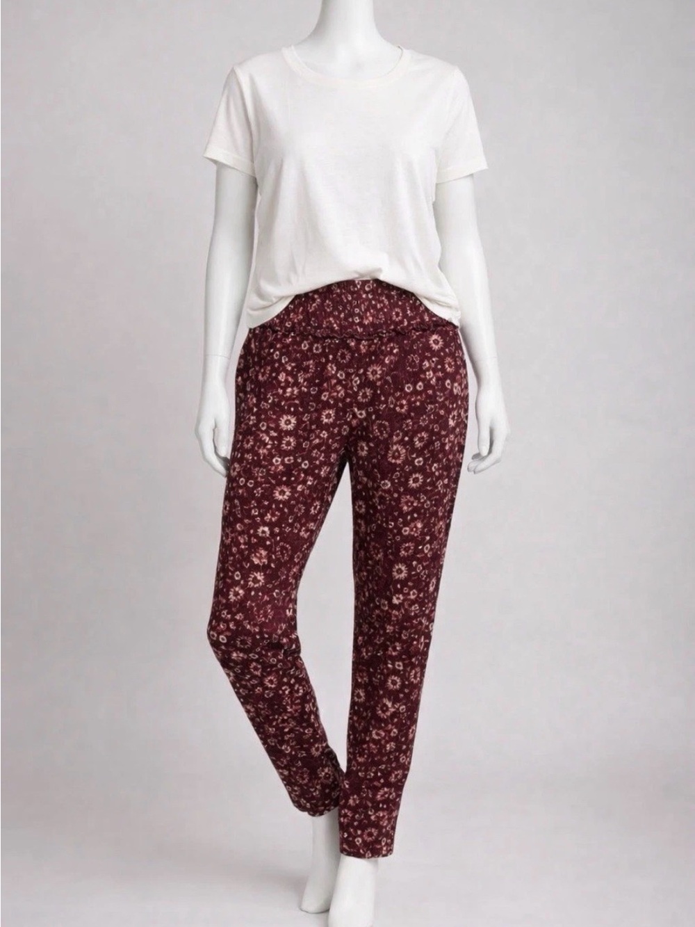 Women's Tavik Ankle Pants Burgundy floral XS Small Medium Large Dressy Casual